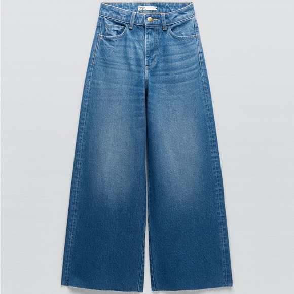 🆕 ZARA Culotte Jeans Mid Blue - Picture 3 of 9